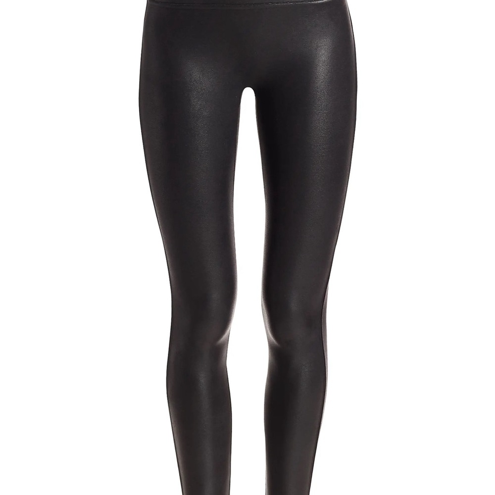 SPANX Shiny Black Leggings Size Medium